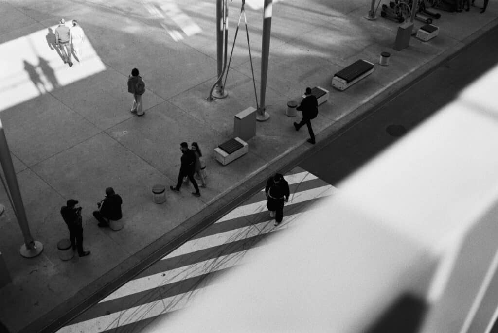 People walking seeing from above